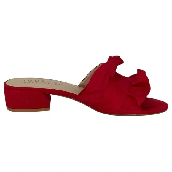 Journee Collection Sabica Red Microfiber Womens Sandals Size 6M - Picture 5 of 13